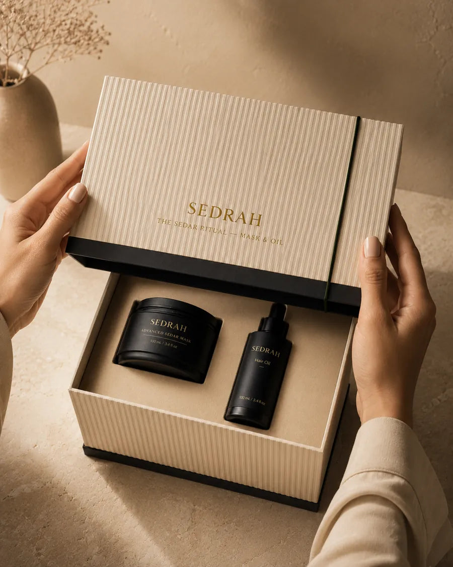 Hands lifting the lid of The Sedar Ritual gift box